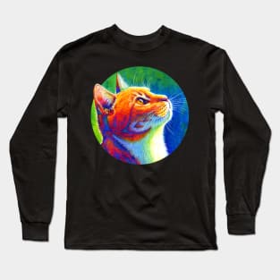 Psychedelic Rainbow Tabby Cat Long Sleeve T-Shirt